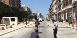 rifacimento segnaletica per posti auto su corso cavour vicino la piazzetta