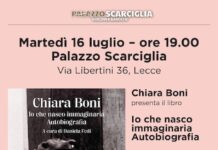 locandina presentazione libro Chiara Boni con copertina del libro stesso