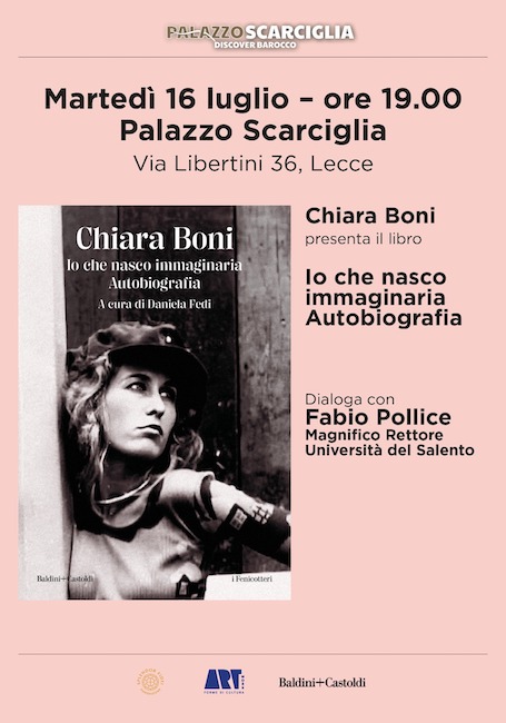 locandina presentazione libro Chiara Boni con copertina del libro stesso