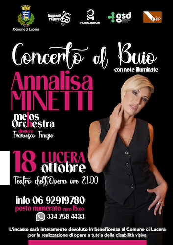 Locandina Concerto al buio con Annalisa Minetti a Lucera