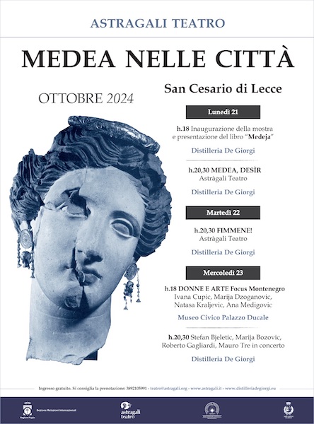 Locandina della rassegna Medea nelle città di Astragali Teatro a San Cesario di Lecce