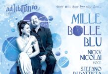 Locandina del concerto evento "Le Mille Bolle Blu" a Polignano a Mare con Nicky Nicolai e Stefano di Battista